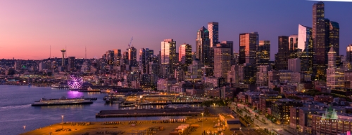 Aerial Seattle Sunset Skyline Panorama.jpg