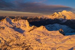 Over the North Cascades Mount Baker and Twin Sisters.jpg Aerial view of the Sisters Range with Mount Baker beyond.