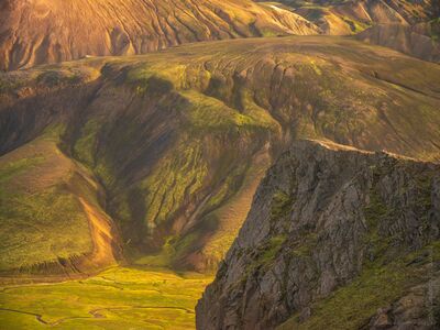 Iceland Ridge Landmannalaugar Highlands Zeiss 100-300mm GFX50s Soft golden light flows across the ridges of Iceland’s Landmannalaugar Highlands, leading the eye down into the dramatic expanse of Vondugil Valley. Captured...