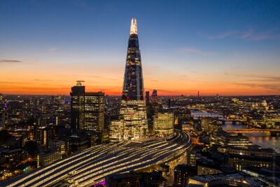 Over London Shard at Sunset DJI Mavic Pro 2