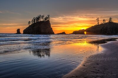 Second Beach Sunset Through the Hole in the Wall For a brief period each year, the setting sun lines up with the natural opening in the coastal rock at Second Beach on Washington’s Olympic Coast. Golden light...