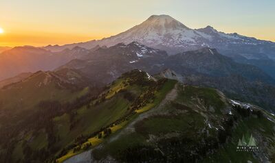 Aerial Mount Rainier Tatoosh Ridge