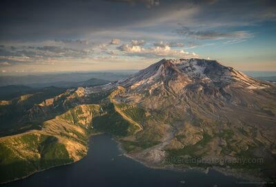 Aerial Mount St Helens Approach Over Spirit Lake