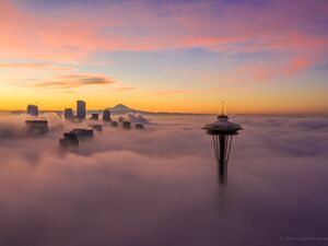 Seattle Space Needle Aerial Photography