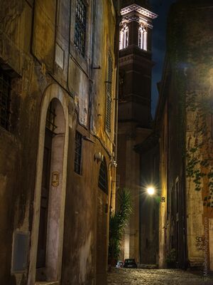 Rome Night Streets Lights