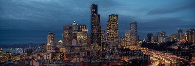 Cityscape Skyline Seattle Dusk